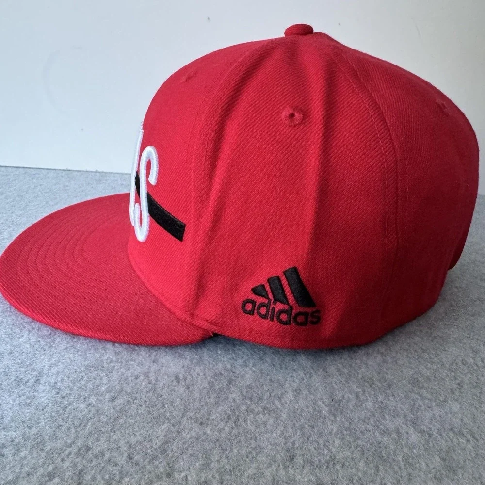 New Jersey Devils Hat Cap Fitted Mens Red NHL Hockey Team Adidas Flat Brim
